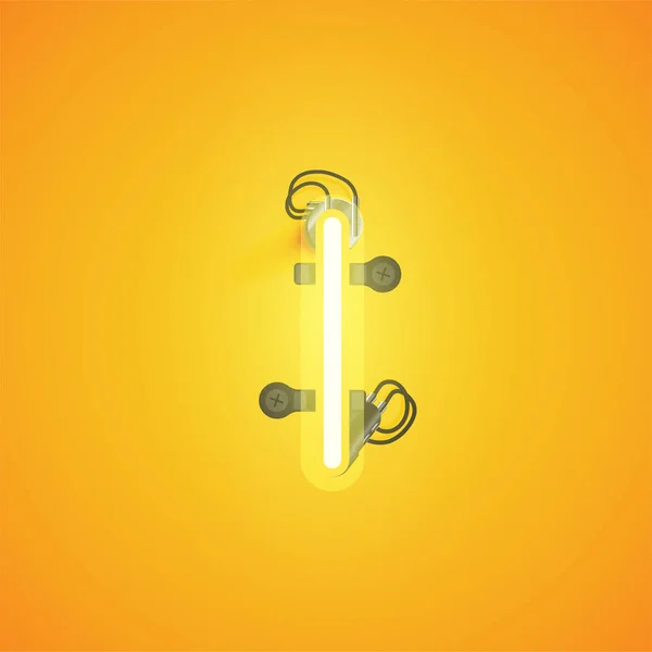 Žlutý realistický neonový znak s dráty a konzolí od fo — Stockový vektor