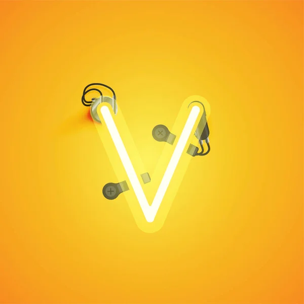 Personagem de néon realista amarelo com fios e console de um fo — Vetor de Stock