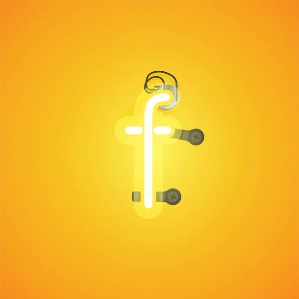 Жовтий реалістичний неоновий символ з дротами і консоль з фо — стоковий вектор