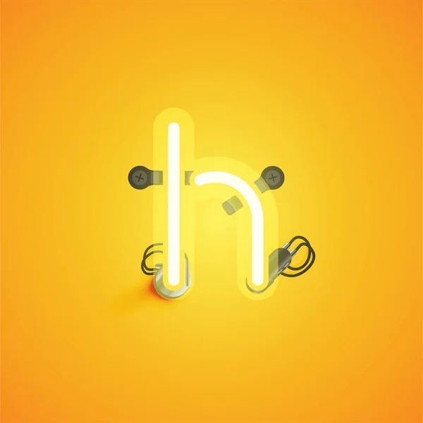 Foからワイヤとコンソールと黄色の現実的なネオン文字 — ストックベクタ