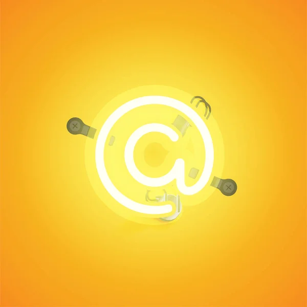 Caractère néon réaliste jaune avec fils et console d'un fo — Image vectorielle