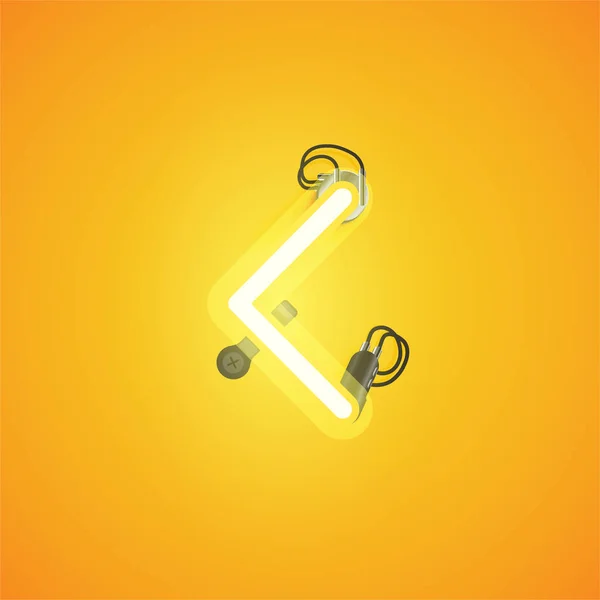 Caractère néon réaliste jaune avec fils et console d'un fo — Image vectorielle
