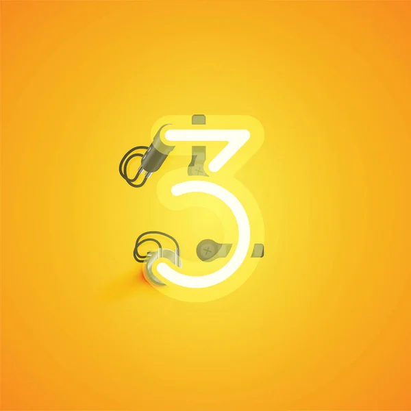 Żółty realistyczny neon postać z przewodów i konsoli z fo — Wektor stockowy