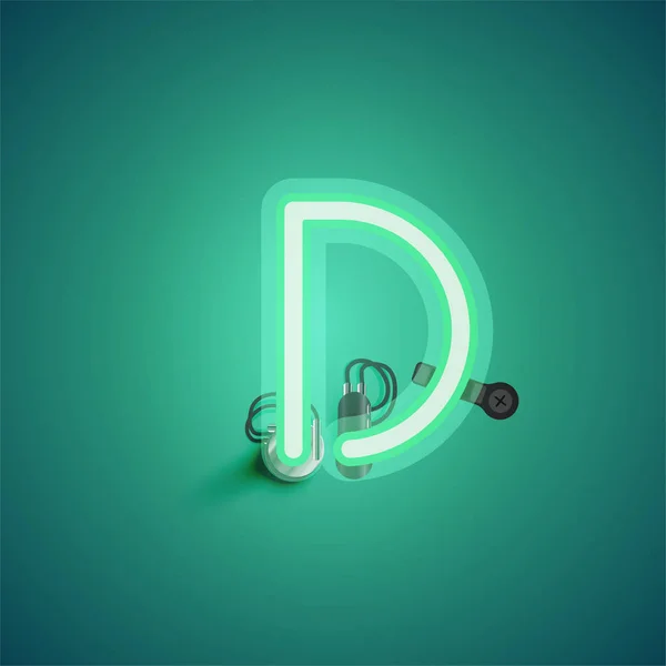 Zöld reális neon karakter vezetékek és konzol egy fon — Stock Vector
