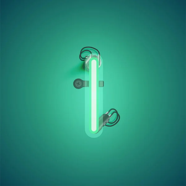 Zelená realistická neonová postava s dráty a konzolou z Fon — Stockový vektor