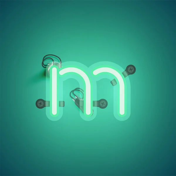 Bir fon dan teller ve konsol ile yeşil gerçekçi neon karakter — Stok Vektör