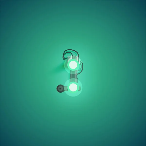 Grüne realistische Leuchtschrift mit Drähten und Konsole aus einem Fon — Stockvektor