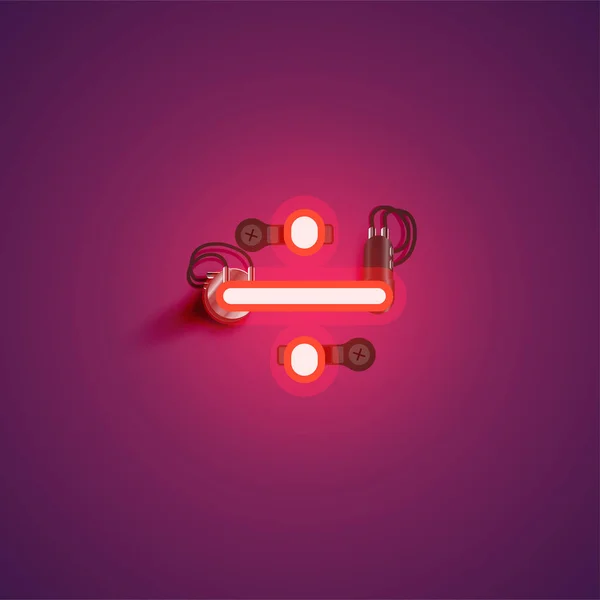 Červený realistický NEÓNOVÁ postava s dráty a konzolou z písma — Stockový vektor