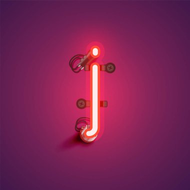 Bir yazı tipi nden teller ve konsol ile kırmızı gerçekçi neon karakter