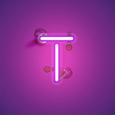Bir yazı tipi nden teller ve konsol ile pembe gerçekçi neon karakter