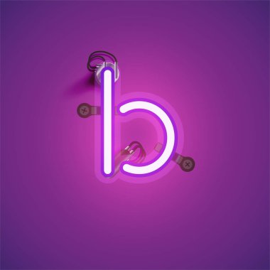 Bir yazı tipi nden teller ve konsol ile pembe gerçekçi neon karakter