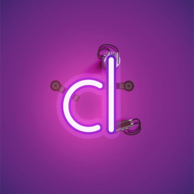 Bir yazı tipi nden teller ve konsol ile pembe gerçekçi neon karakter