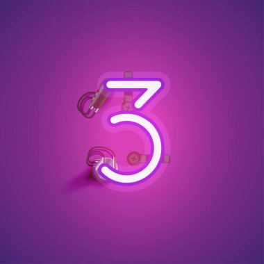 Bir yazı tipi nden teller ve konsol ile pembe gerçekçi neon karakter