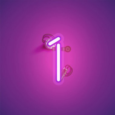 Bir yazı tipi nden teller ve konsol ile pembe gerçekçi neon karakter