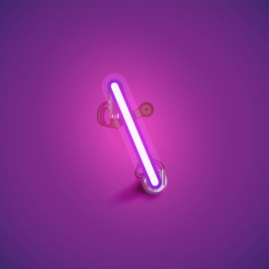 Bir yazı tipi nden teller ve konsol ile pembe gerçekçi neon karakter