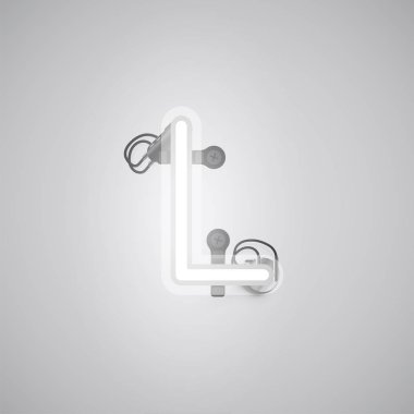 Bir yazı tipinden kablolar ve konsol ile gri gerçekçi neon karakter