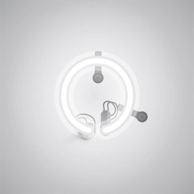 Bir yazı tipinden kablolar ve konsol ile gri gerçekçi neon karakter