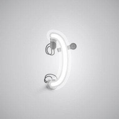 Bir yazı tipinden kablolar ve konsol ile gri gerçekçi neon karakter