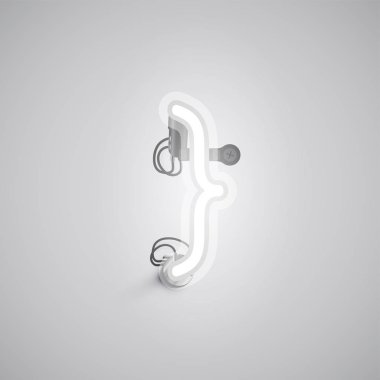 Bir yazı tipinden kablolar ve konsol ile gri gerçekçi neon karakter