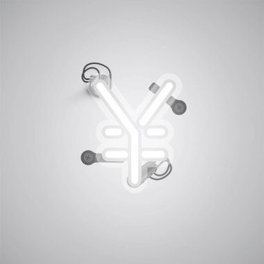 Bir yazı tipinden kablolar ve konsol ile gri gerçekçi neon karakter