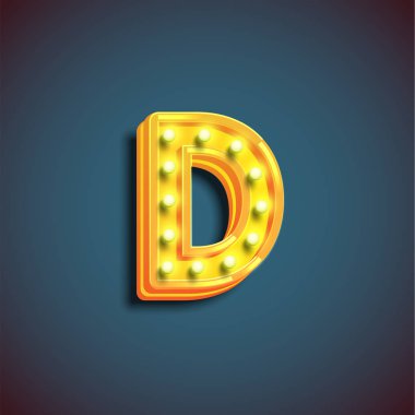 Bir fontset, vektör illustrat lambaları ile 'Broadway' karakteri