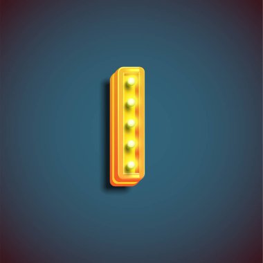 Bir fontset, vektör illustrat lambaları ile 'Broadway' karakteri