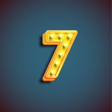 Bir fontset, vektör illustrat lambaları ile 'Broadway' karakteri