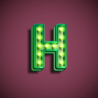 Bir fontset, vektör illustrat lambaları ile 'Broadway' karakteri