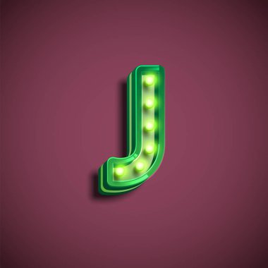 Bir fontset, vektör illustrat lambaları ile 'Broadway' karakteri