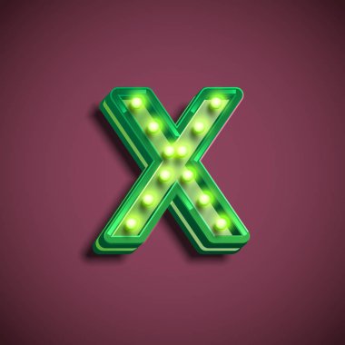 Bir fontset, vektör illustrat lambaları ile 'Broadway' karakteri