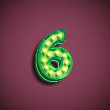 Bir fontset, vektör illustrat lambaları ile 'Broadway' karakteri