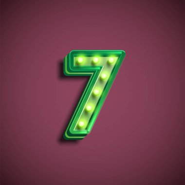 Bir fontset, vektör illustrat lambaları ile 'Broadway' karakteri