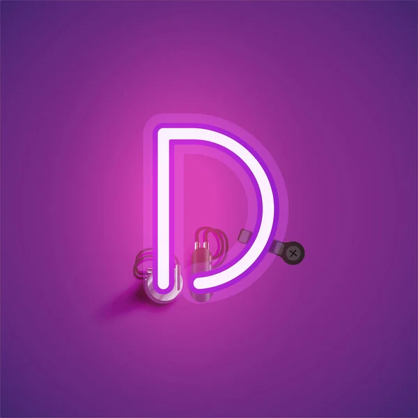 Ροζ ρεαλιστικός χαρακτήρας νέον με καλώδια και κονσόλα από μια γραμματοσειρά — Διανυσματικό Αρχείο
