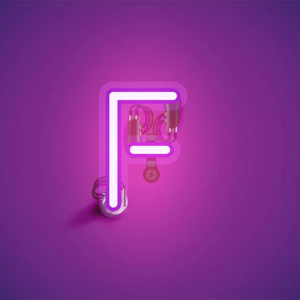 Рожевий реалістичний неоновий символ з дротами і консоллю з шрифту — стоковий вектор