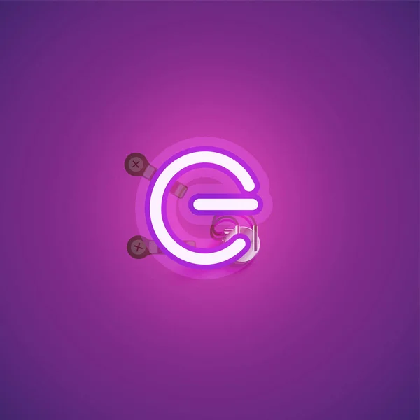 Bir yazı tipi nden teller ve konsol ile pembe gerçekçi neon karakter — Stok Vektör