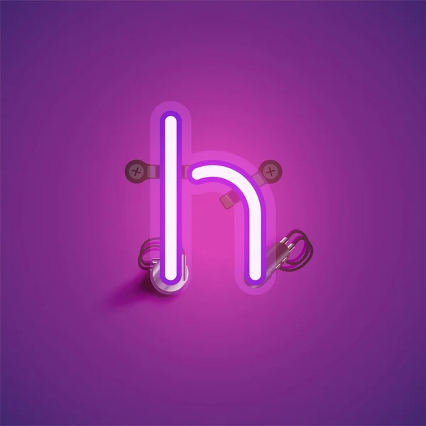 Rosa realistisk neonkaraktär med sladdar och konsol från ett typsnitt — Stock vektor