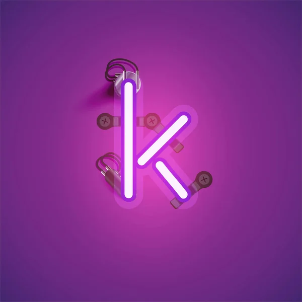 Růžová realistická neonová postava s dráty a konzolou z písma — Stockový vektor