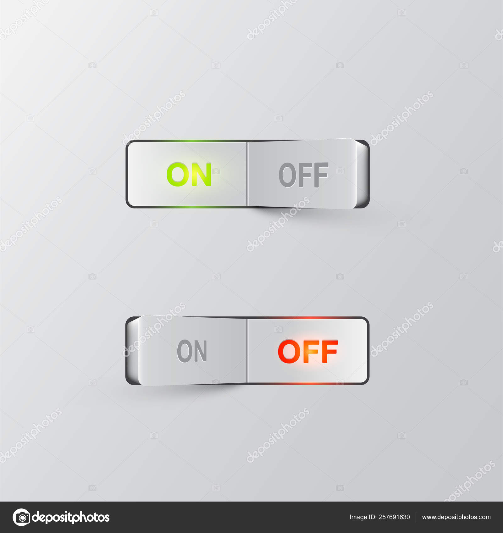 Realistic black switches (ON/OFF) on black background, vector il Stock ...