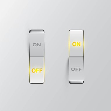 Siyah arka plan üzerinde gerçekçi siyah anahtarlar (A/Kapama), vektör il