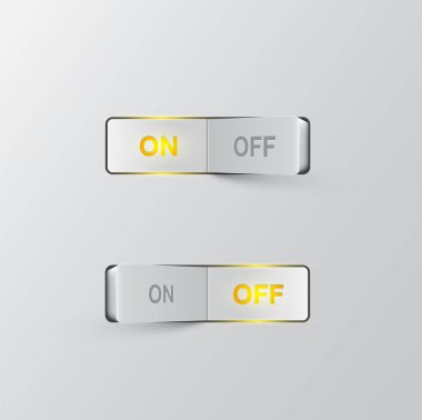 Siyah arka plan üzerinde gerçekçi siyah anahtarlar (A/Kapama), vektör il