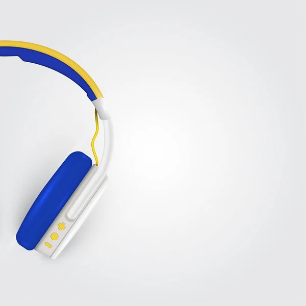 Realistické sluchátka s dráty na barevném pozadí, hvekty — Stockový vektor