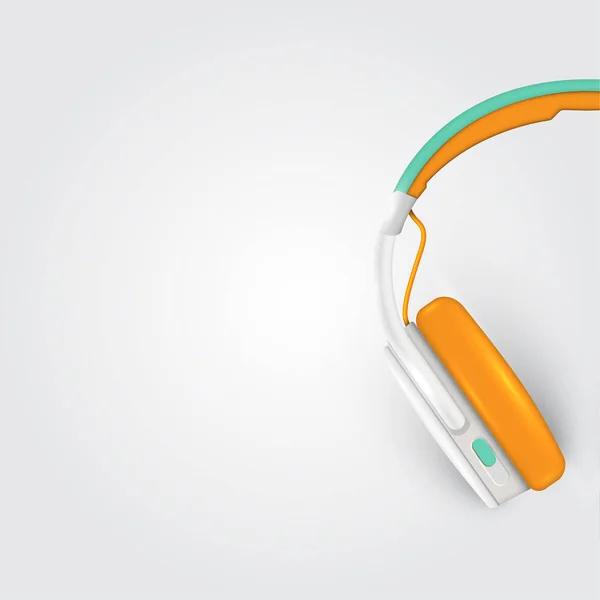 Auriculares realistas, con cables sobre un fondo colorido, vecto — Vector de stock