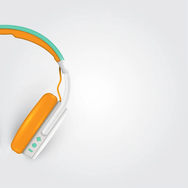 Headphones realistas, com fios em um fundo colorido, vecto — Vetor de Stock