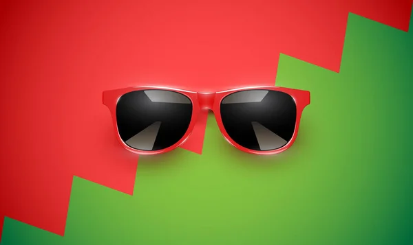 Gafas de sol vectoriales realistas sobre un fondo colorido, vector de mal — Vector de stock