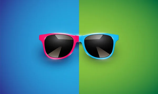 Gafas de sol vectoriales realistas sobre un fondo colorido, vector de mal — Vector de stock