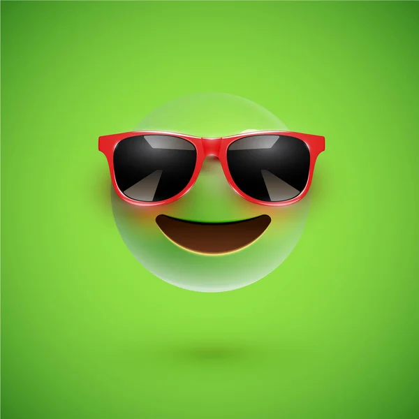 High-detailed 3D smiley with sunglasses on a colorful background — Stock Vector