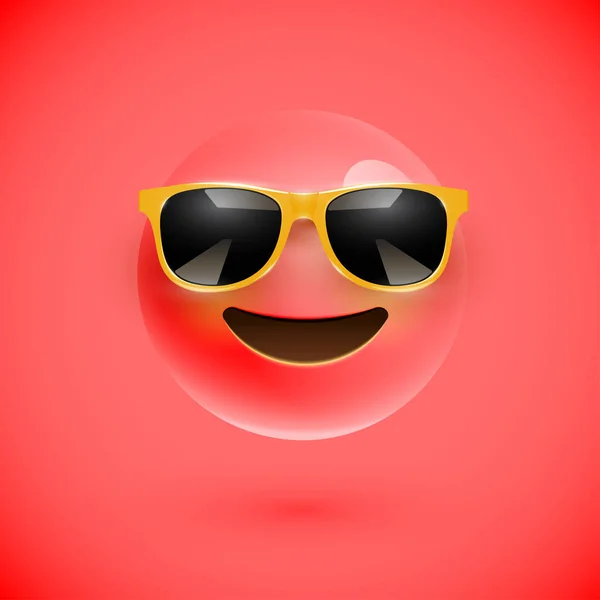 High-detailed 3D smiley with sunglasses on a colorful background — Stock Vector