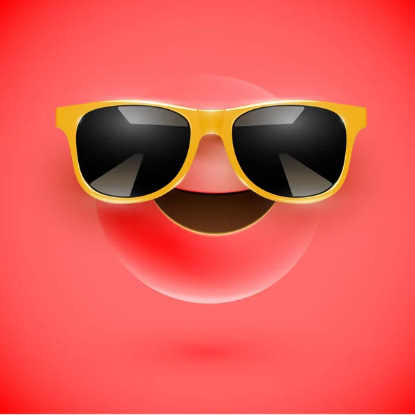 高细节的3D笑脸与太阳镜在丰富多彩的背景 — 图库矢量图片