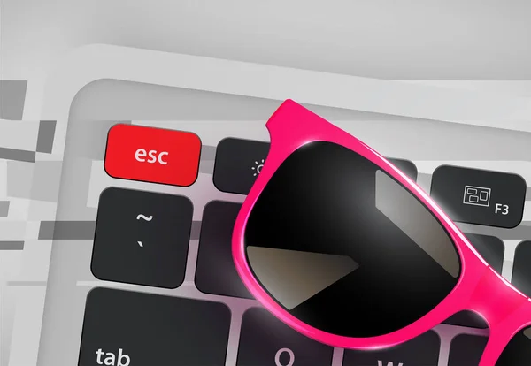 Высокодетальные реалистичные солнцезащитные очки на столе с клавиатурой, вектором — стоковый вектор