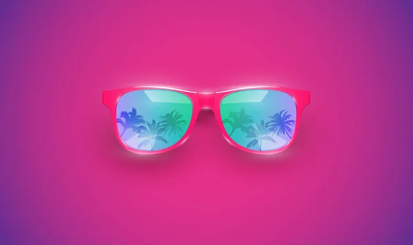 Gafas de sol vectoriales realistas sobre un fondo colorido, vector de mal — Vector de stock